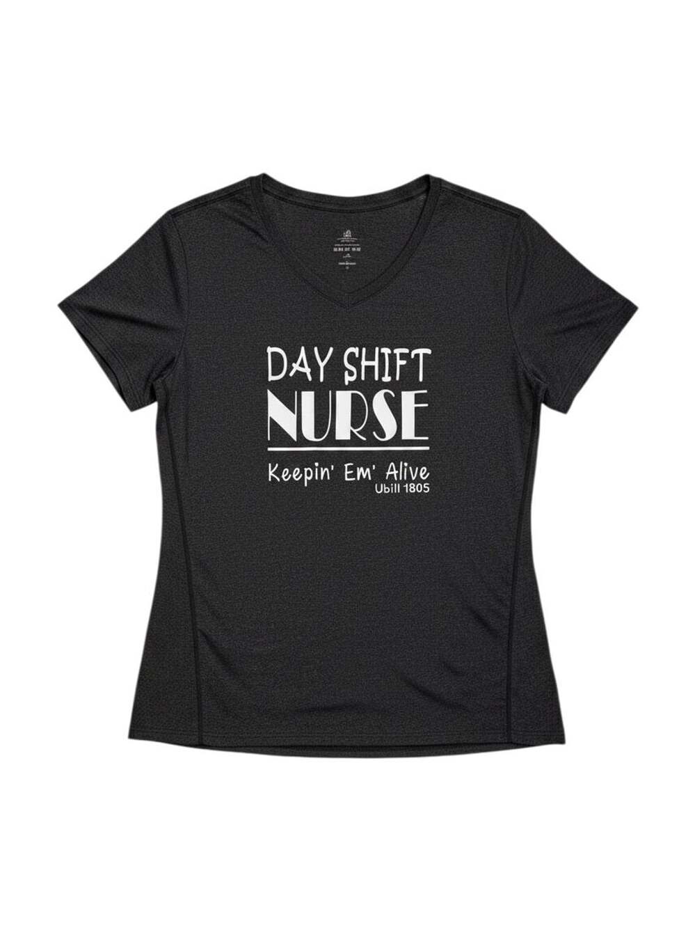 Icyzone Women's Athletic V-Neck 'Day Shift Nurse' Graphic T-Shirt, Black, XXL